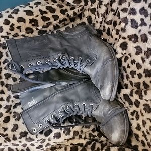 Steve Madden Black Leather Combat boots